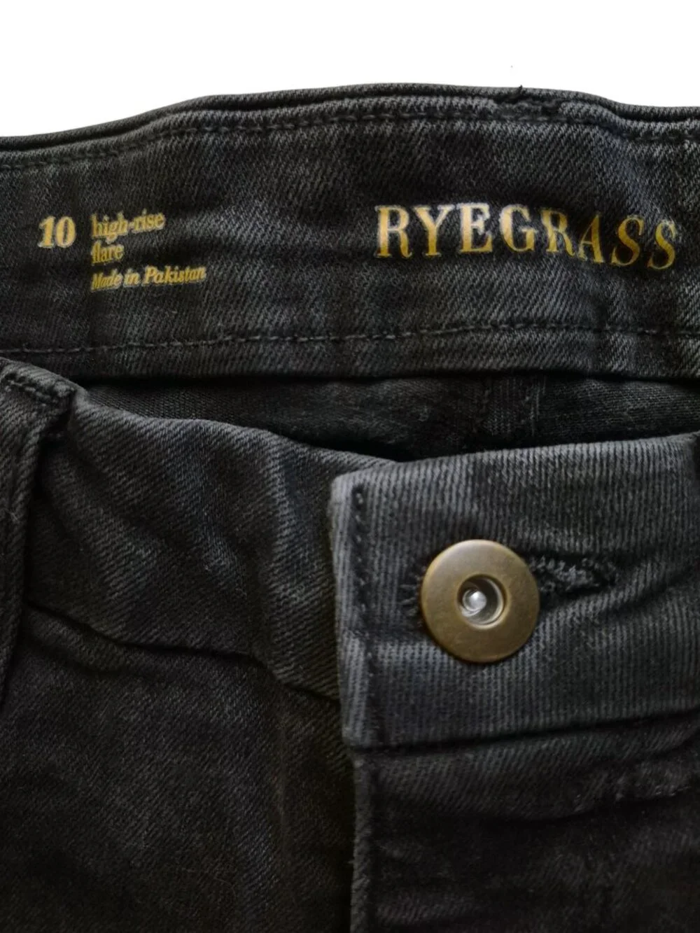 Ryegrass High-Waisted Flare Front Seam Black Jeans Size 10